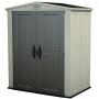 Keter Factor 6x3 Outdoor Storage Shed Kit-Perfect to Store Patio Furniture, Garden Tools Bike Accessories, Beach Chairs and Push Lawn Mower, Taupe & Brown