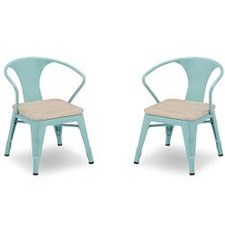 Delta Children Bistro 2-Piece Chair Set, Eggshell Aqua with Driftwood