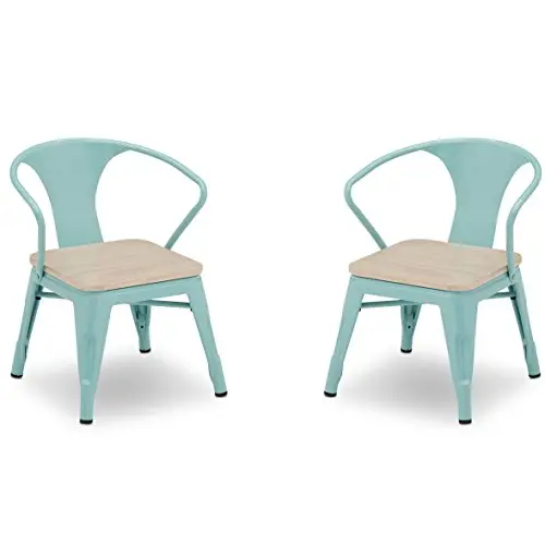 Delta Children Bistro 2-Piece Chair Set, Eggshell Aqua with Driftwood