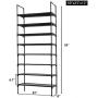 N/N 8-Tier Narrow Tall Shoe Rack Metal Shoes Storage Shelf Space-Saving Stackable Vertical Shoes Organizer Shelf Dustproof Black Shoes Rack for Closet,Doorway, Entryway