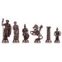 Historical Antique Copper Rome Figures Metal Chess Set for Adults, Handmade Pieces and Marble Design Wood Chess Board King 4.3 inc