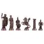 GiftHome Metal Chess Set for Adult Historical Antique Copper Rome Figures Handmade Pieces and Natural Solid Wooden Chess Board with Original Pearl Around Board and Storage Inside King 4 inc