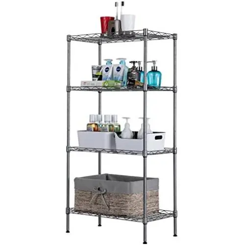 SINGAYE 4 Tier Adjustable Wire Shelving Metal Storage Rack for Laundry Bathroom Kitchen 530Lbs Capacity 13.4'' D x 23.2'' W x 47.2'' H Silver SINGAYE 4 Tier Adjustable Wire Shelving Metal Storage Rack for Laundry Bathroom Kitchen 530Lbs Capacity 13.4'' D x 23.2'' W x 47.2'' H Silver