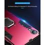 iPhone XR Case, Heavy Duty Shockproof Phone Cover with Magnetic Car Mount Metal Ring Kickstand for Apple iPhone XR 6.1inch - Red