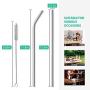 8 Piece 12 Inch Extra Long Reusable Metal Stainless Steel Thick Drinking Straws with Silicone Tips and Cleaning Brush, for Tall Tumblers 40 Ounce, Silver