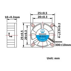 WINSINN 25mm Fan 12V Hydraulic Bearing Brushless 2510 25x10mm for DIY Mini Cooling PCB/Notebook/Graphics Card - High Speed (Pack of 5Pcs)