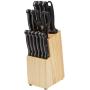 Amazon Basics 14-Piece Kitchen Knife Set with High-Carbon Stainless-Steel Blades and Pine Wood Block