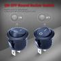 DaierTek 5pcs Circle Round Rocker Switch Wired KCD1 20mm Mini Snap Black Toggle for 12V Car Automotive 110 Volt Household 2pin ON Off SPST