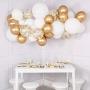 Confetti Balloons 12'' Party Balloons Latex Balloons Birthday Balloons Baby Shower Balloons Wedding Balloons for More Parties 50 Pcs Pack-White, Gold, Golden Confettii Balloons with Ribbon