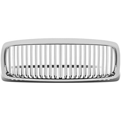 Replacement for Dodge Ram 1500/2500/3500 ABS Plastic Vertical Style Front Bumper Grille (Chrome) - 3rd Gen DR DH