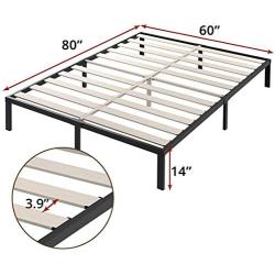 TATAGO 3500lbs Upgraded Heavy Duty Wooden Slats Queen Platform Bed Frame, 14 Inch Tall Mattress Foundation, Extra-Strong Support, No Noise & No Box Spring Needed