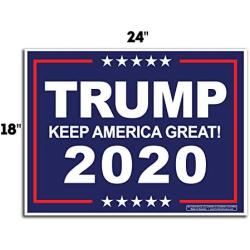 VIBE INK President Donald Trump - Keep America Great! 2020 Political Campaign Rally Yard Sign (24''x18'') Included Metal Stake - Made in America, Waterproof, Double Sided Print (Blue)