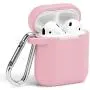 AirPods Case, GMYLE Silicone Protective Shockproof Wireless Charging Airpods Earbuds Case Cover Skin with Keychain Set Compatible for Apple AirPods 2 & 1 – Baby Pink