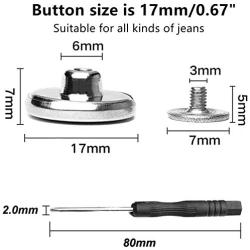 MANMANFEI No Sew Button 17mm Replacement Jean Buttons,15 Sets Instant Adjustable Pants Button Metal Copper Button Replacement Kit Adds Or Reduces an Inch to Any Pants Waist in Seconds