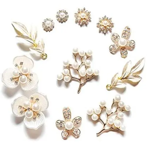 12Pcs Rhinestone Pearl Embellishments,Pearl Flower Buttons Brooch Alloy Pendants for Jewelry Making, Wedding DIY Supplies, Clothes, Bags, Shoes and Sew Craft Projects 12Pcs Rhinestone Pearl Embellishments,Pearl Flower Buttons Brooch Alloy Pendants for Jewelry Making, Wedding DIY Supplies, Clothes, Bags, Shoes and Sew Craft Projects