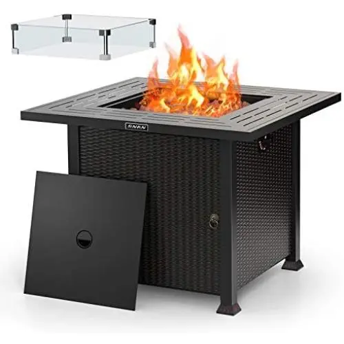 32'' Propane Gas Fire Pit Table 50,000 BTU with Glass Wind Guard, 2021 Upgrade, Auto-Ignition ETL Certification Outdoor Companion 32'' Propane Gas Fire Pit Table 50,000 BTU with Glass Wind Guard, 2021 Upgrade, Auto-Ignition ETL Certification Outdoor Companion
