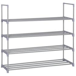 HOMEFORT Shoe Rack Metal Shoe Tower Shoe Storage Organizer Unit Entryway Shelf Stackable Cabinet with Durable Metal Shelves (4-Tier, Grey)