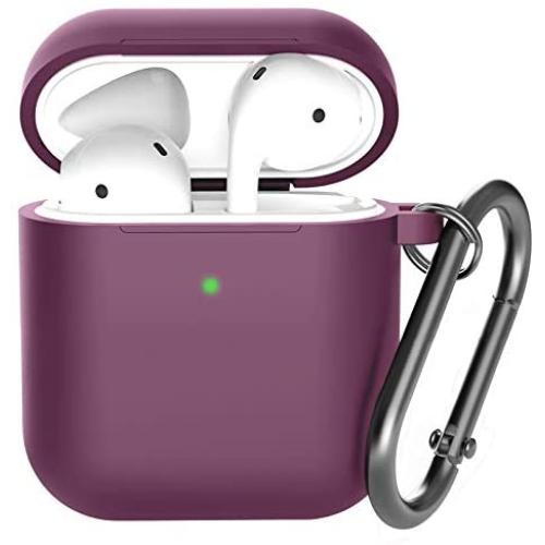 Airpods Case , BELONGME Airpods Silicone Case Cover with Keychain, 360°Protective AirPods Accessories Kits Shockproof Airpods Case Compatible with Apple Airpods 2 &1 (Front LED Visible) Burgundy