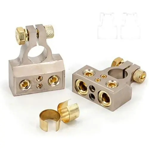 UTSAUTO Battery Terminal Connector 0/4/8/10 Gauge Shims Positive & Negative Heavy Duty Battery Terminal Connector Clamp with Protective Cover UTSAUTO Battery Terminal Connector 0/4/8/10 Gauge Shims Positive & Negative Heavy Duty Battery Terminal Connector Clamp with Protective Cover