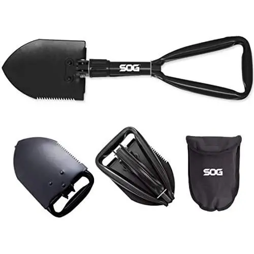 SOG Folding Shovel Survival Shovel – Entrenching Tool 18.25 Inch Foldable Shovel Camping Shovel w/ Wood Saw Edge and Tactical Shovel Carry Case (F08-N),black SOG Folding Shovel Survival Shovel – Entrenching Tool 18.25 Inch Foldable Shovel Camping Shovel w/ Wood Saw Edge and Tactical Shovel Carry Case (F08-N),black