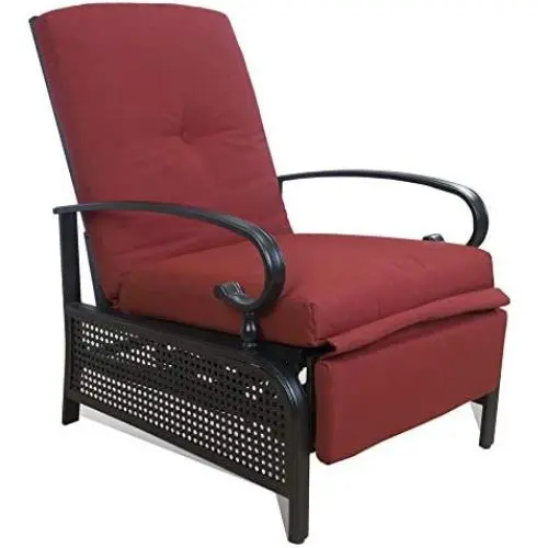 Kozyard Adjustable Patio Reclining Lounge Chair with Strong Extendable Metal Frame and Removable Cushions for Outdoor Reading, Sunbathing or Relaxation (Burgundy) Kozyard Adjustable Patio Reclining Lounge Chair with Strong Extendable Metal Frame and Removable Cushions for Outdoor Reading, Sunbathing or Relaxation (Burgundy)