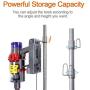 Accessory Storage Stand Holder Compatible with Dyson V11 V10 V8 V7 V6, Docking Station Holder Floor Stand for Dyson Cordless Vacuum Cleaners, Metal Organizer Bracket with 6 Hooks, Silver Gray
