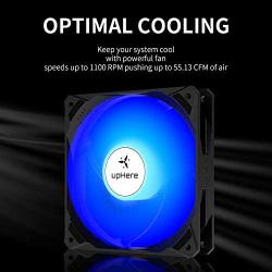 upHere 120mm Case Fan 3-Pin High Airflow Long Life Blue LED for Computer Cases Cooling,3-Pack,NK12BE3-3