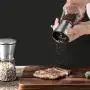 Salt and Pepper Grinder Set of 2, Premium Stainless Steel Spice Mill with Adjustable Coarseness, Ceramic Blades, Refillable Glass Body with 60Z capacity