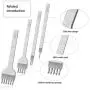 Mudder 8 Pieces Leather Chisel Set 1/2/4/6 Prong Leather Craft Punching Tool Metal DIY Diamond Lacing Stitching Chisel Leather Hole Tooth Punch Tool, 3 mm and 4 mm Mudder 8 Pieces Leather Chisel Set 1/2/4/6 Prong Leather Craft Punching Tool Metal DIY Diamond Lacing Stitching Chisel Leather Hole Tooth Punch Tool, 3 mm and 4 mm