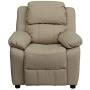 Flash Furniture Deluxe Padded Contemporary Beige Vinyl Kids Recliner with Storage Arms