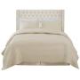 Madison Park Amelia Upholstered Headboard | Nail Head Trim Wingback Button Tufted | King, Cream