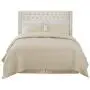 Madison Park Amelia Upholstered Headboard | Nail Head Trim Wingback Button Tufted | King, Cream