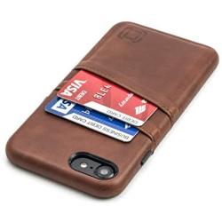 Dockem iPhone SE 2, iPhone 8/7 Wallet Case with Built-in Metal Plate for Magnetic Mounting & 2 Credit Card Holder Slots (M2, Brown, Exec Smooth Synthetic Leather)