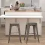 FDW Metal Bar Stools Set of 4 Counter Height Barstool Stackable Barstools 24 Inch 30 Inch Indoor Outdoor Patio Bar Stool Home Kitchen Dining Stool Backless Bar Chair (24'', Gun)