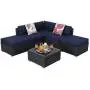 PHI VILLA Outdoor Rattan Sectional Sofa- Patio Wicker Furniture Set (6-Piece 3)