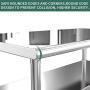 Stainless Steel Prep Table 48x24 Inches Commercial Work Table Food Metal Table Heavy Duty Kitchen Garage Tables Worktables and Workstations Sandwich Top with 4 Caster Wheels