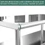 Stainless Steel Prep Table 48x24 Inches Commercial Work Table Food Metal Table Heavy Duty Kitchen Garage Tables Worktables and Workstations Sandwich Top with 4 Caster Wheels