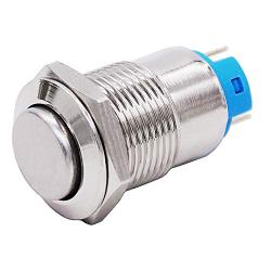 Twidec /12mm 1/2'' Waterproof Silver Metal Shell Latching Raised Top Push Button Switch DC/AC 36V 2A 1NO ON-Off Start Button for car Modification Switch(Quality Assurance for 1 Years) L-12-T-G