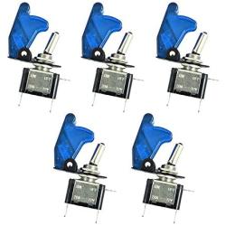 ESUPPORT Car Blue Cover Blue LED Light Rocker Toggle Switch SPST ON Off Pack of 5