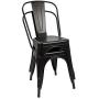 Furmax Metal Dining Chair Indoor-Outdoor Use Stackable Classic Trattoria Chair Chic Dining Bistro Cafe Side Metal Chairs Set of 4 (Black)