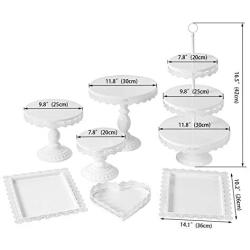 Set of 7 Pieces Cake Stand and Pastry Trays Metal Cupcake Holder Fruits Dessert Display Plate for Baby Shower Wedding Birthday Party Celebration