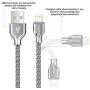 Lightning Cable,[MFi Certified]Fantany Durable Metal USB Lightning Charging Cable for iPhone 12,12 Mini,12 Pro,12 Pro Max,11,11 Pro,11 Pro Max,SE,iPad Mini,iPad Air,iPod Touch (3.3ft, Silver)