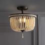 JONATHAN Y JYL9020A Allie 14'' Wood Beaded/Metal LED Flush Mount, Black/Light Taupe Contemporary Transitional for Bedroom, Living Room, Office