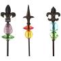 Topadorn Garden Stake Outdoor Plant Pick Cute Metal Stick Fleur de Lis Art Ornament Decor for Lawn Yard Patio, 3 Set, 2.25'' W x 2.25'' D x 25'' H