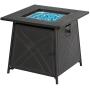 BALI OUTDOORS Gas Fire Pit Table, 28 inch 50,000 BTU Square Outdoor Propane Fire Pit Table with Lid and Blue Fire Glass