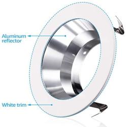 TORCHSTAR 4 Inch Recessed Can Light Trim, Aluminum Reflector Trim, Fits Regular/Standard Halo/Juno Remodel Recessed Housing, PAR20, R20 Light Bulbs, 4 Inch Recessed Cans, Pack of 6