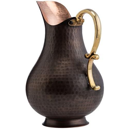 CopperBull Heavy Gauge 100% Pure Solid Hammered Copper Moscow Mule Water Pitcher, 70 fl. Oz (Antiqued Copper)