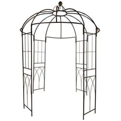 OUTOUR French Style Birdcage Shape Heavy Duty Gazebo,9Highx 6‘6''Wide,Pergola Pavilion Arch Arbor Arbour Plants Stand Rack for Wedding Outdoor Garden Lawn Backyard Patio,Climbing Vines,Roses,Dark Rust