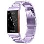 Shangpule Compatible for Fitbit Charge 3 / Fitbit Charge 4 / Fitbit Charge 3 SE Bands, Stainless Steel Metal Replacement Strap Wrist Band Compatible for Charge 3 Fitness Tracker Large Small (Purple)