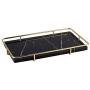 PuTwo Decorative Tray Black Marble Tray with Polished Gold Metal Handles Jewelry Tray Handmade Catchall Vanity Tray for Dresser Bathroom Vanity Table Bar Ideal Gift for Birthday Christmas - Black